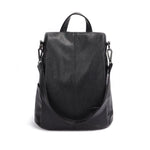 black backpack purse leather
