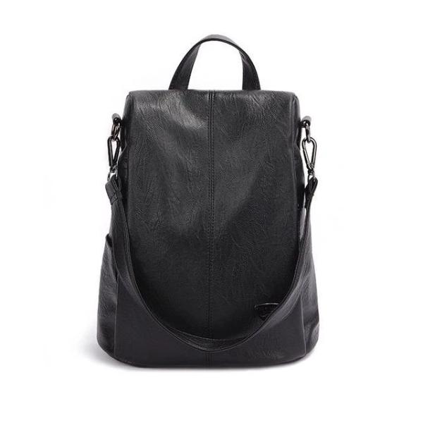 black backpack purse leather