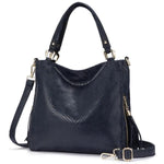 Deep blue large handbags with crossbody strap