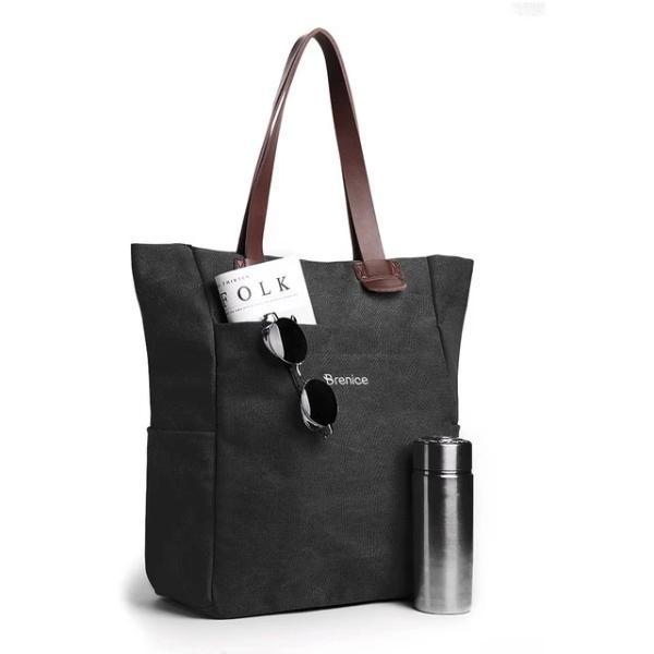 Black canvas tote backpack women