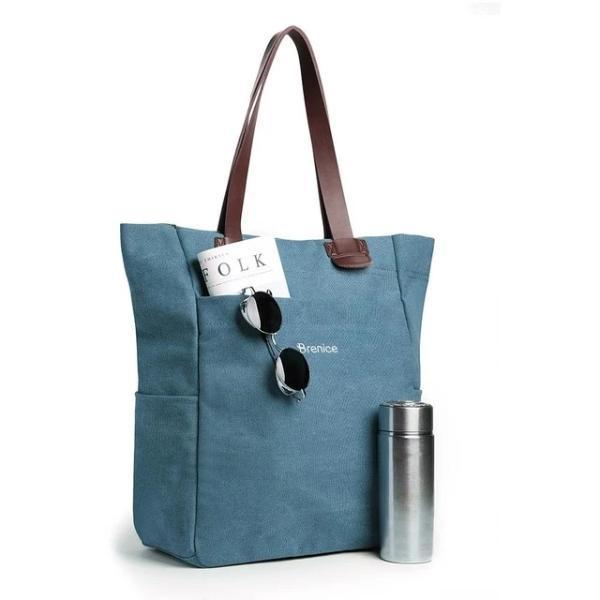 Blue canvas tote backpack women