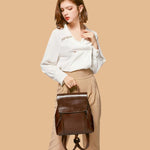 Dark brown leather backpack crossbody purse