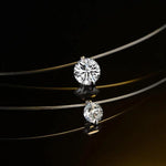 2 solitaire diamond pendant transparent necklace