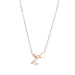 z letter necklace with hearth