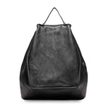 Black leather fashion backpack women