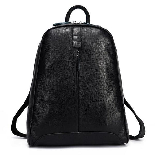Black soft genuine leather backpack