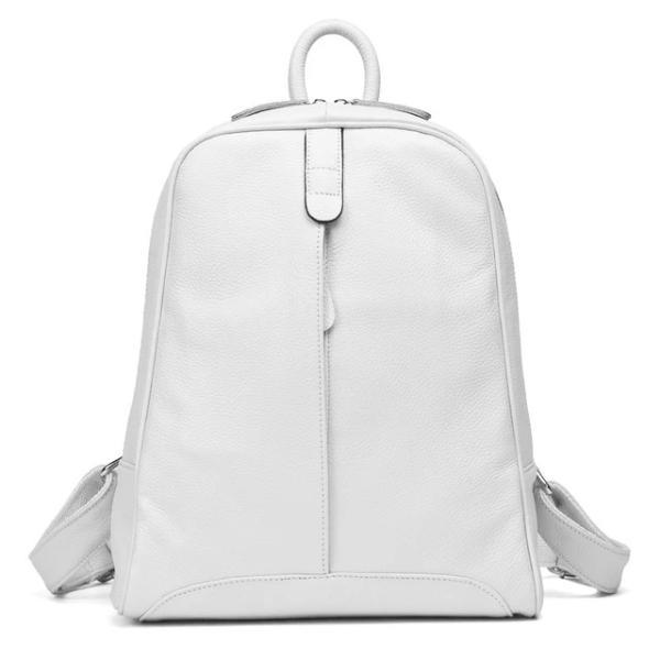 White soft genuine leather backpack