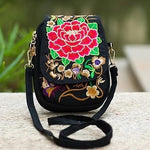 Red flower ethnic small bag