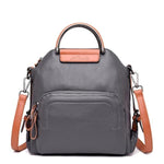 Gray leather convertible backpack crossbody