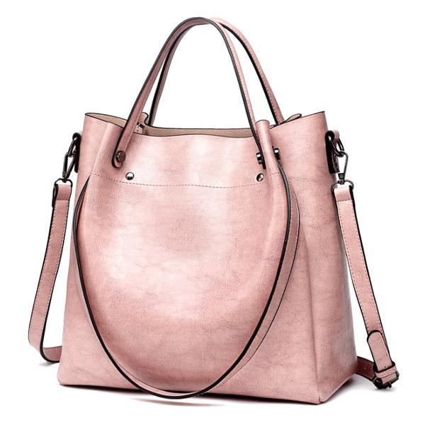 Pink vegan tote bags with crossbody strap