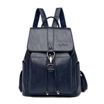 Blue Leather backpack for women with a hook