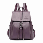 Purple Leather backpack for women with a hook