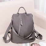 Gray convertible nylon backpack purse anti theft