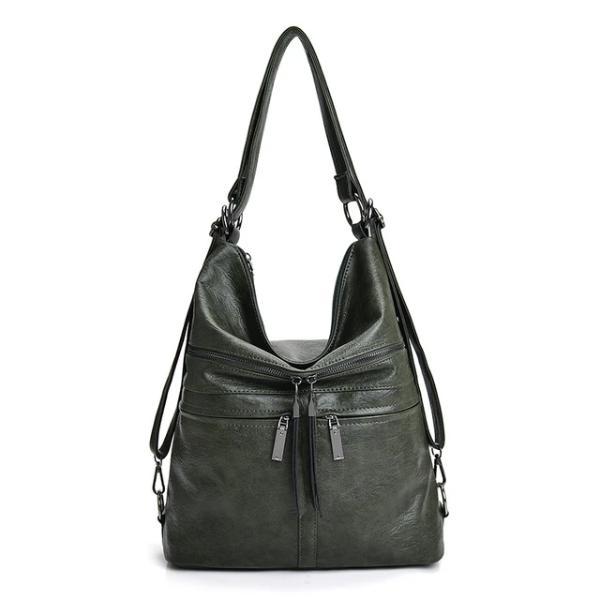 Green leather crossbody backpack bag