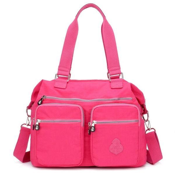 Hot pink messenger tote bag crossbody nylon for women