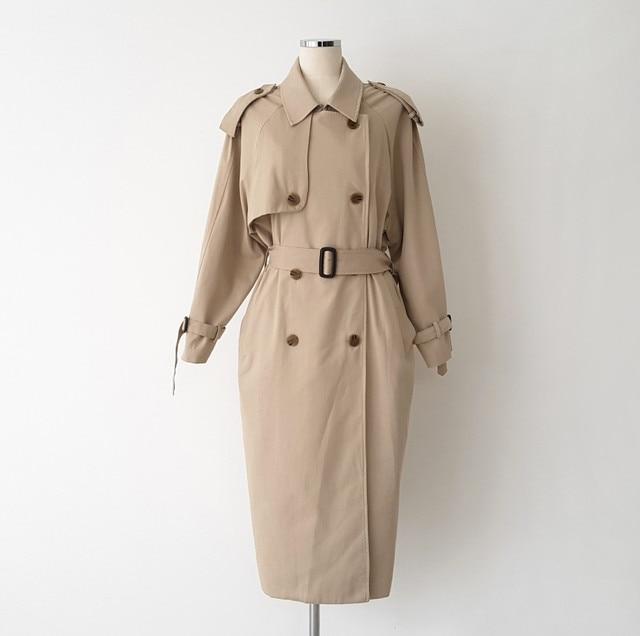 Double-breasted Long Trench Coat Autumn Winter