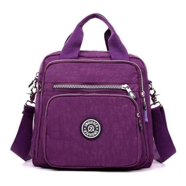 Purple backpack purse crossbody nylon women bag
