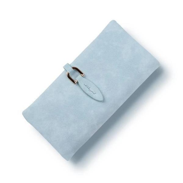 Light blue minimalist leather wallet for women