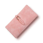 Pink minimalist leather wallet for women