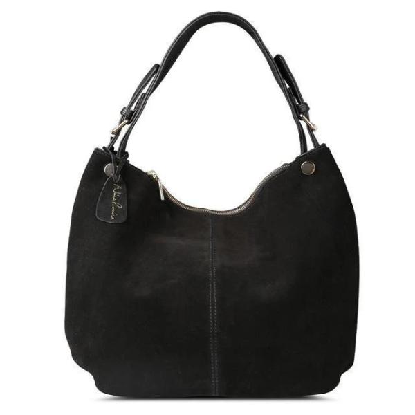 Black large suede hobo bag