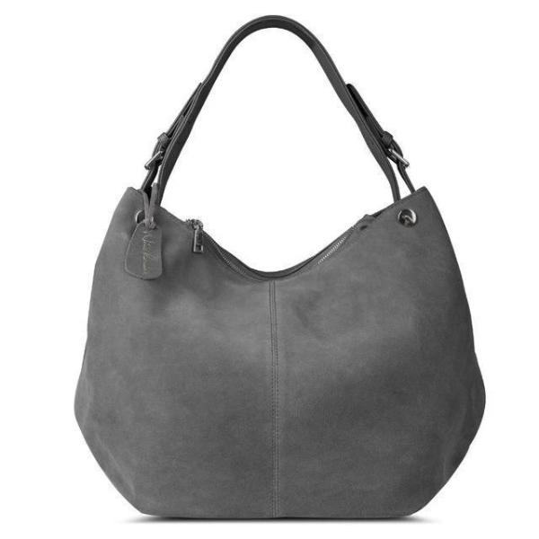Gray large suede hobo bag
