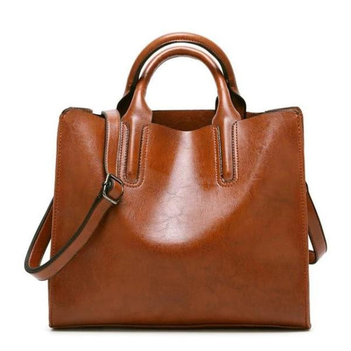 Brown womens leather tote bag