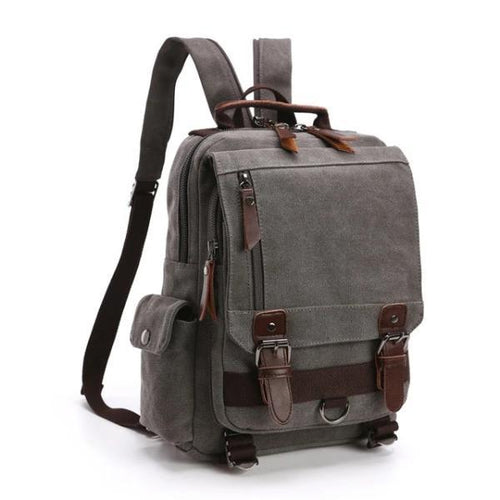 Gray canvas backpack sling bag