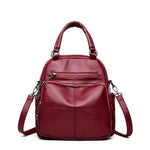 Red vegan leather convertible backpack purse