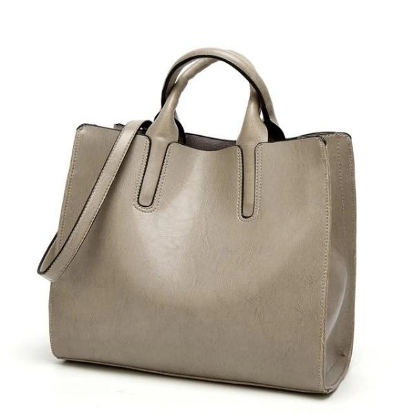 Gray womens leather tote bag