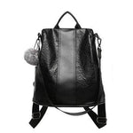 Black Leather backpack purse vintage with back opening