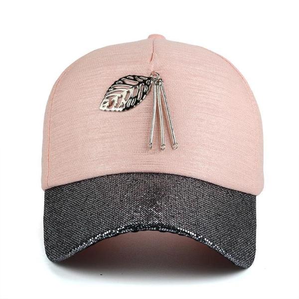 cute fashion pink cap with glitter brim