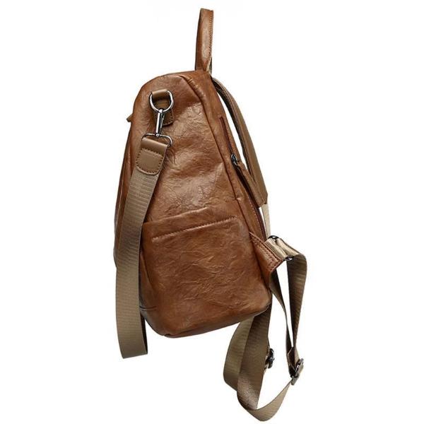 vintage leather backpack with side pocket