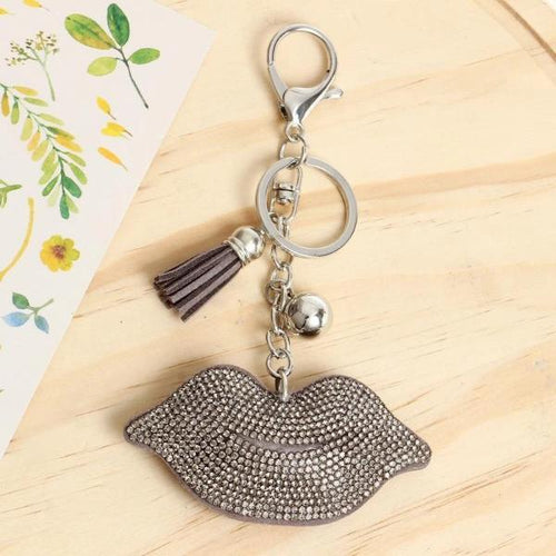 Gray lips keychain with tassel