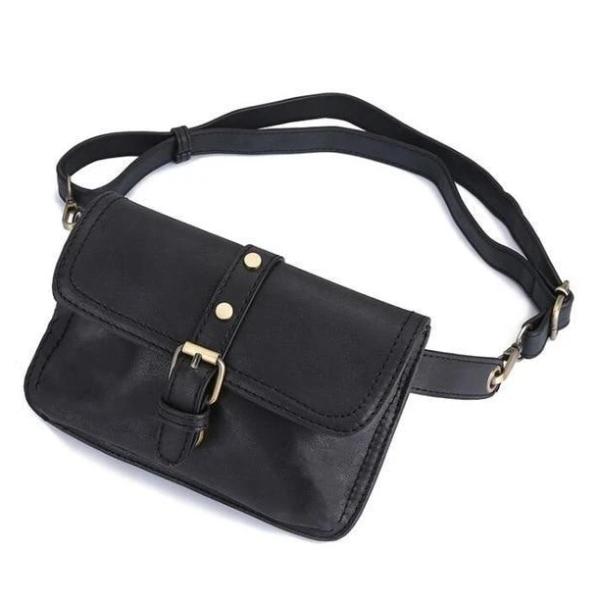 leather women black fanny pack belt bag cute waist pack