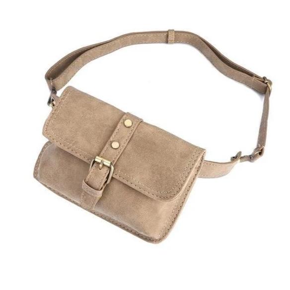 leather women fanny pack belt bag cute waist pack khaki