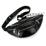 black chain fanny pack
