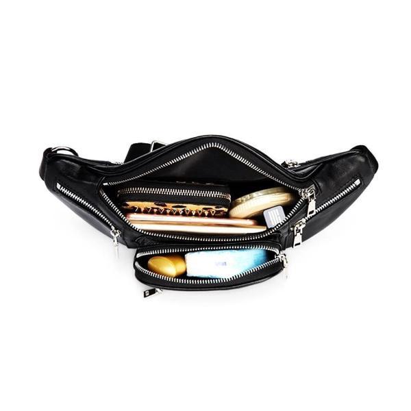 black fanny pack with lot of compartments