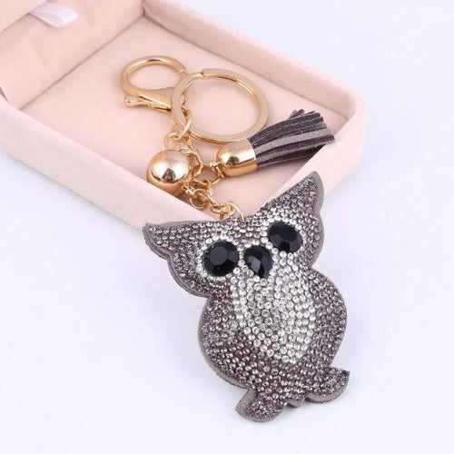 Gray owl keychain