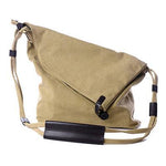 Khaki canvas crossbody shoulder bag