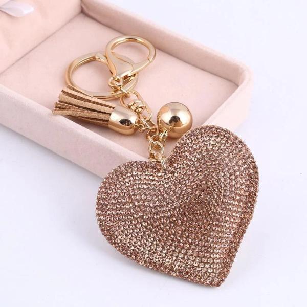 Brown heart keychain