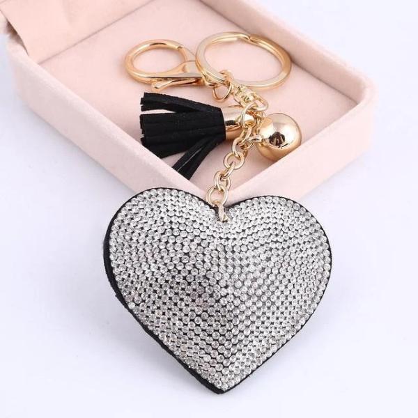 Silver heart keychain