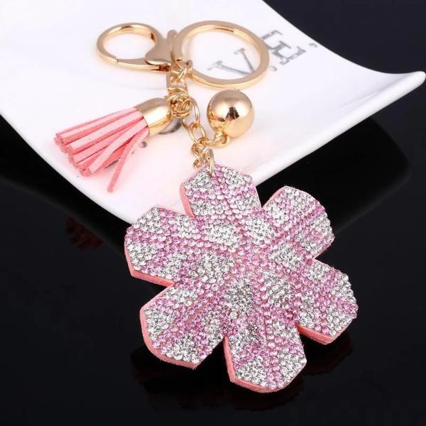 Pink snowflake Keychain