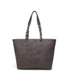 Gray leather tote purse for women