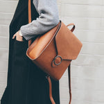 Brown retro leather backpack for women