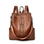 brown leather vintage backpack 