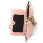 Pink leather wallet with zipper coin conpartment