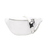 White leather fanny pack with chain