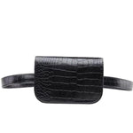 women black leather fanny pack fashion belt bag cute alligator waist pouch