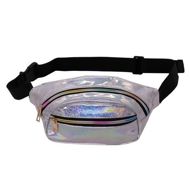 silver holographic fanny pack