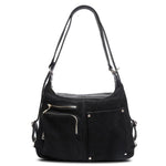 Black backpack purse suede leather